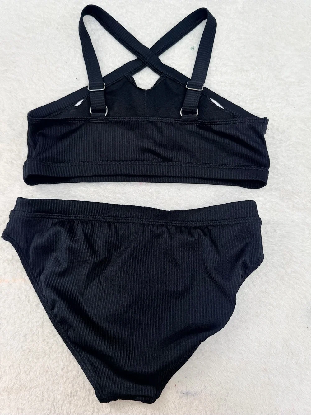 Abercrombie kids girls Black Ribbed Two-Piece Bikini Set